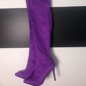 New! Thigh High Boot Purple Stretch Size 8